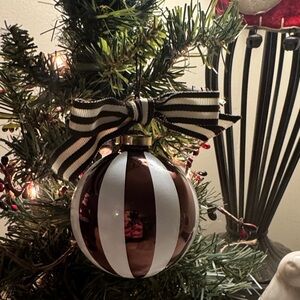 Striped Brown and White Holiday Ornament